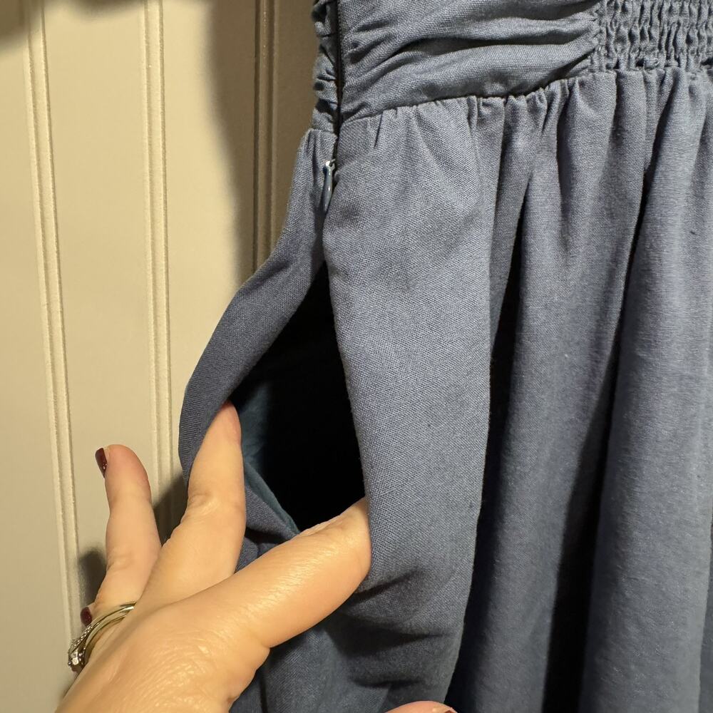 Neuflora Blue Empire Waist Dress Linen Blend Size Medium - Picture 8 of 8